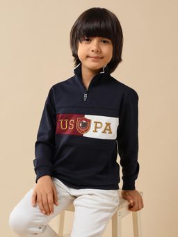 U.S. POLO ASSN. - Navy Blue Boys Brand Embroidered Regular Fit Sweatshirt