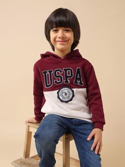 U.S. POLO ASSN. - Red Boys Brand Appliqued Regular Fit Hoodie