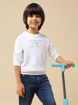 U.S. POLO ASSN. - White Boys Brand Embossed Regular Fit Sweatshirt