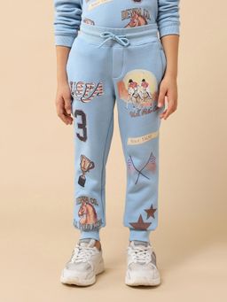 U.S. POLO ASSN. - Blue Boys Brand Printed Regular Fit Joggers