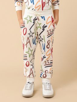U.S. POLO ASSN. - White Boys All-Over Printed Regular Fit Joggers