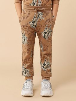 U.S. POLO ASSN. - Brown Boys Brand Printed Regular Fit Joggers