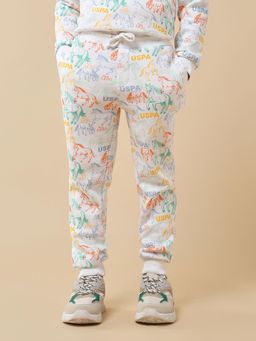 U.S. POLO ASSN. - White Boys Brand Printed Regular Fit Joggers