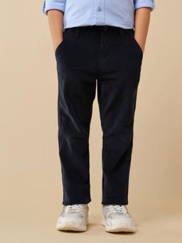 U.S. POLO ASSN. - Navy Blue Boys Solid Slim Fit Trousers