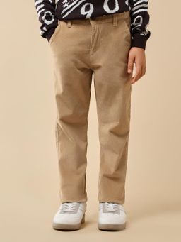 U.S. POLO ASSN. - Beige Boys Solid Slim Fit Trousers