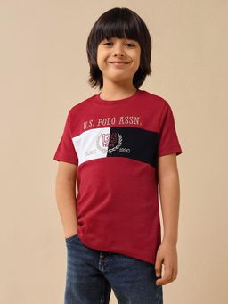 U.S. POLO ASSN. - Red Boys Brand Embroidered Regular Fit T-Shirt
