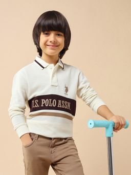 U.S. POLO ASSN. - White Boys Brand Printed Regular Fit Polo T-Shirt