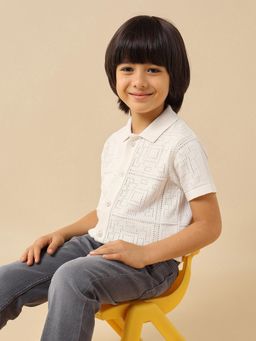 U.S. POLO ASSN. - White Boys Textured Regular Fit Shirt