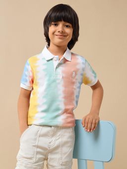 U.S. POLO ASSN. - Multi-Colour Boys All-Over Printed Regular Fit Polo T-Shirt
