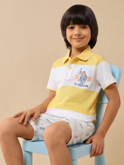U.S. POLO ASSN. - Yellow Boys Horizontal Striped Regular Fit Polo T-Shirt