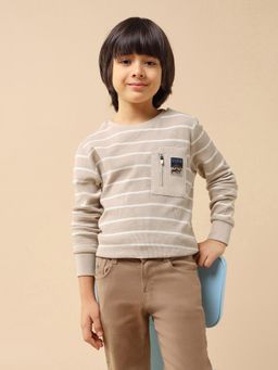 U.S. POLO ASSN. - Beige Boys Horizontal Striped Regular Fit T-Shirt