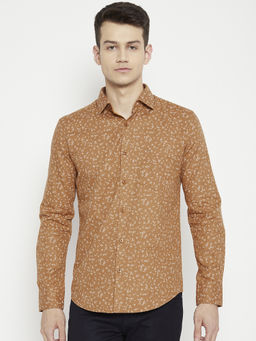 CRIMSOUNE CLUB - Mens Brown Printed Shirt
