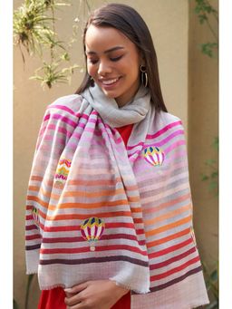 MAULI CASHMERE - Fly Into The Sky Embroidered Wool Silk Stole
