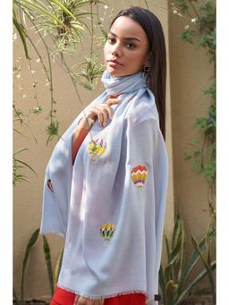 MAULI CASHMERE - Fly Into The Sky Embroidered Wool Silk Stole