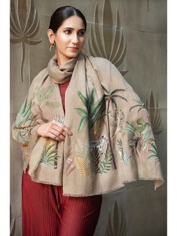MAULI CASHMERE - Hand-Embroidered Luxury Wool Silk Stole