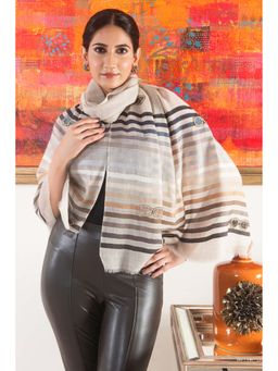 MAULI CASHMERE - Chic Spectacle Embellished Wool Silk Stole