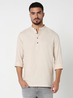 R&B - Textured Comfortable Men Shirt- Beige