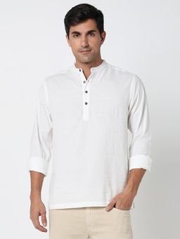 R&B - Textured Comfortable Men Shirt- White