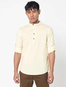 R&B - Solid Slim Men Shirt- Cream
