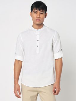 R&B - Solid Slim Men Shirt- White