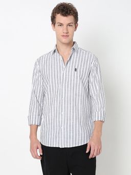 R&B - Stripes Slim Men Shirt- White