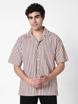 R&B - Stripes Relaxed Men Shirt- Red