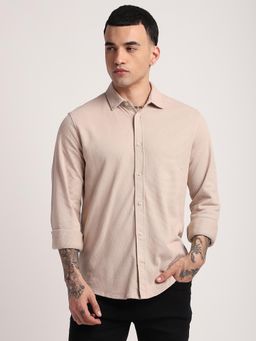 R&B - Textured Comfortable Men Shirt- Beige