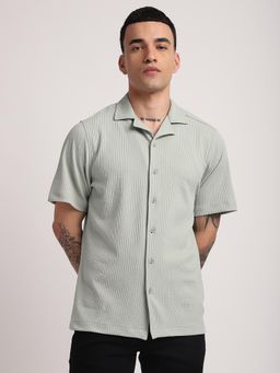 R&B - Textured Comfortable Men Shirt- Green