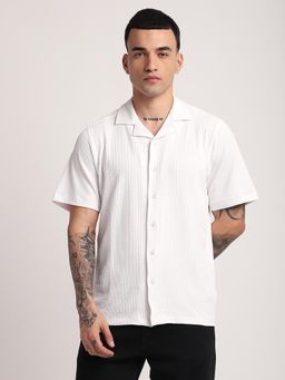 R&B - Textured Comfortable Men Shirt- White
