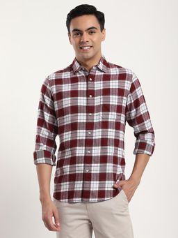 R&B - Checks Comfortable Men Shirt- Maroon