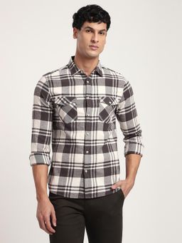 R&B - Checks Comfortable Men Shirt- Grey