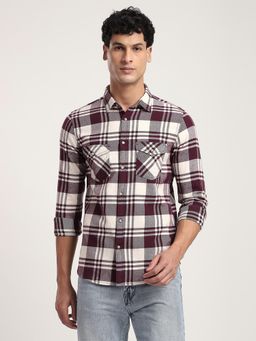 R&B - Checks Comfortable Men Shirt- Maroon
