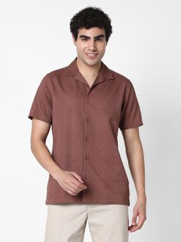 R&B - Solid Relaxed Men Shirt- Brown
