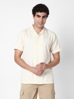 R&B - Solid Relaxed Men Shirt- Ivory