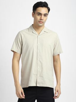 R&B - Stripes Comfortable Men Shirt- Beige