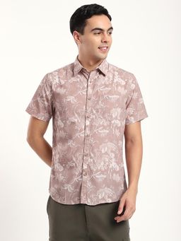 R&B - Floral Slim Men Shirt- Pink