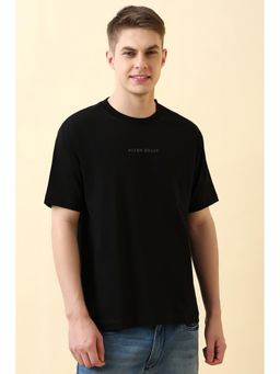 Allen Solly - Men Black Solid Crew Neck T-Shirt