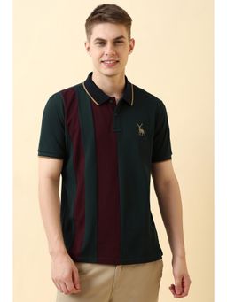 Allen Solly - Men Green Colorblock Polo T-Shirt