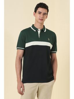 Allen Solly - Men Green Colorblock Polo T-Shirt