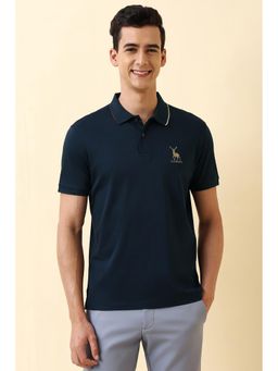Allen Solly - Men Navy Blue Solid Polo T-Shirt