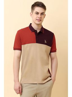 Allen Solly - Men Beige Colorblock Polo T-Shirt