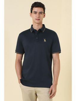 Allen Solly - Men Navy Blue Solid Polo T-Shirt