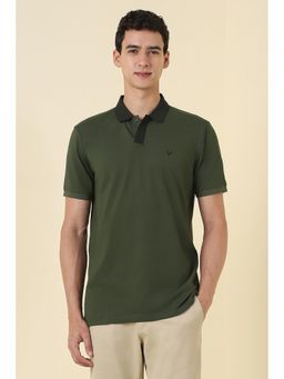 Allen Solly - Men Olive Textured Polo T-Shirt