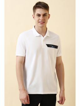 Allen Solly - Men White Textured Polo T-Shirt