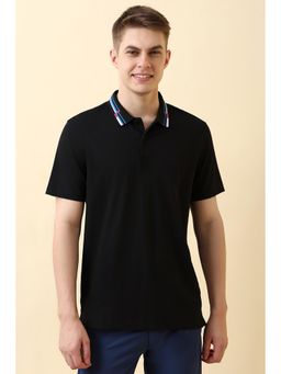 Allen Solly - Men Black Solid Polo T-Shirt