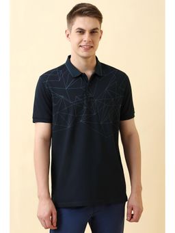 Allen Solly - Men Navy Blue Printed Polo T-Shirt