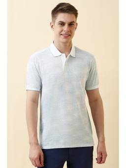 Allen Solly - Men White Textured Polo T-Shirt