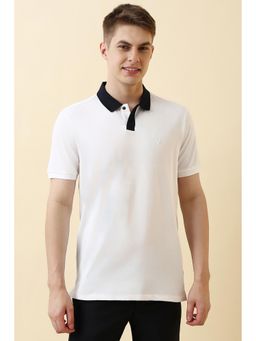 Allen Solly - Men White Solid Polo T-Shirt