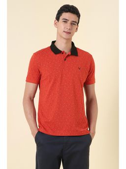 Allen Solly - Men Red Printed Polo T-Shirt