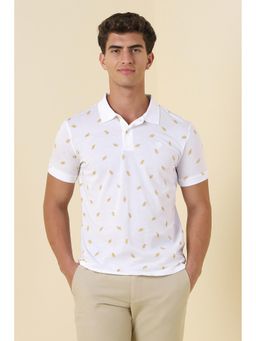 Allen Solly - Men White Paisley Printed Polo T-Shirt